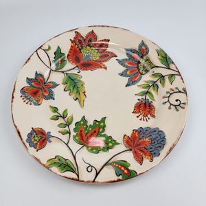 PIER 1 IMPORTS Elizabeth Floral Ironstone Dinner Plate Colorful 10.75" Excellent